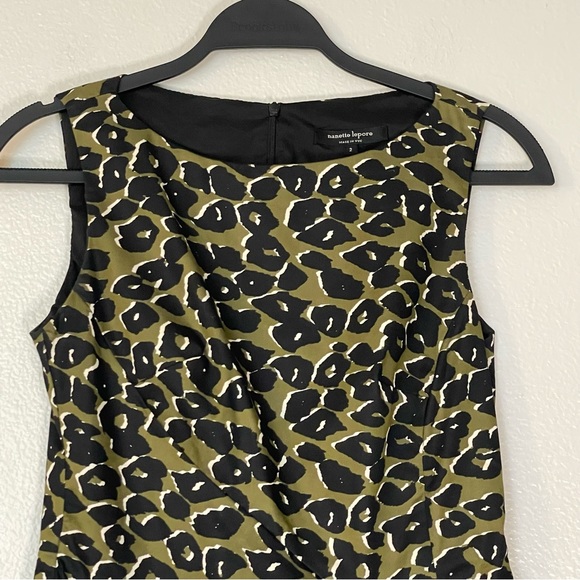 Nanette Lepore Green/Black Leopard Print Sheath Dress Size 2 - Picture 4 of 10